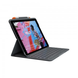 Logitech Slim Folio case for iPad 10.2" (7th, 8th & 9th Gen.) with Integrated Bluetooth Keyboard & Pencil Holder [BAR]