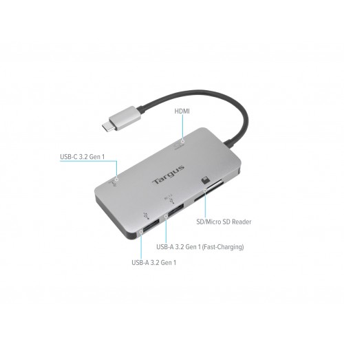 Targus USB-C Multi-Port Single Video Adapter and Card Reader with 100W PD Pass-Thru [BAR]
